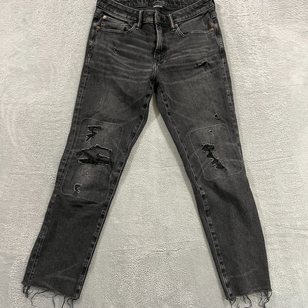 American Eagle Jeans Mens 30x26.5 Black Slim Distressed Airflex 360 (tag 31x30)‎